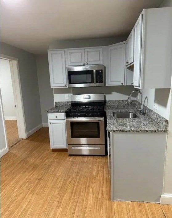 Interior, Kitchen, Stainless Steel Appliances, Wood Texture Flooring