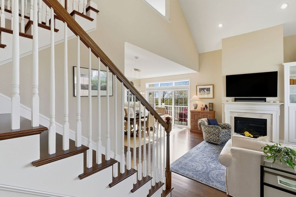 Fireplace, Interior, Recessed Lighting, Wood Texture Flooring
