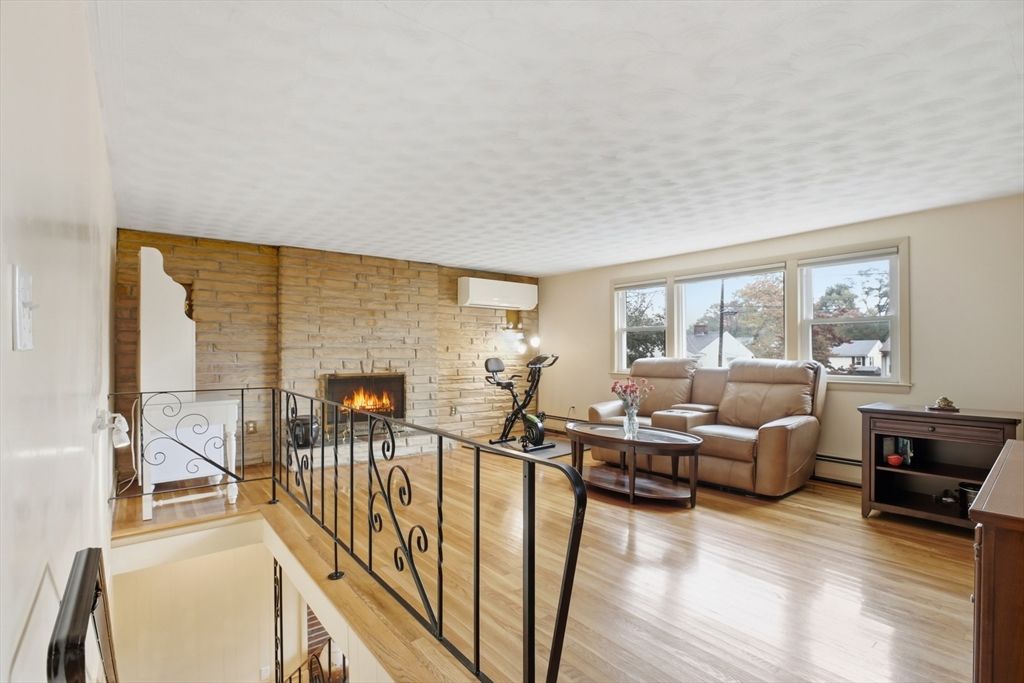 Fireplace, Interior, Living room, Stone Walls, Wood Texture Flooring