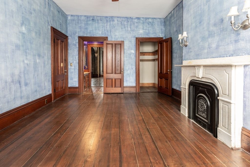 Empty room, Fireplace, Interior, Wood Texture Flooring