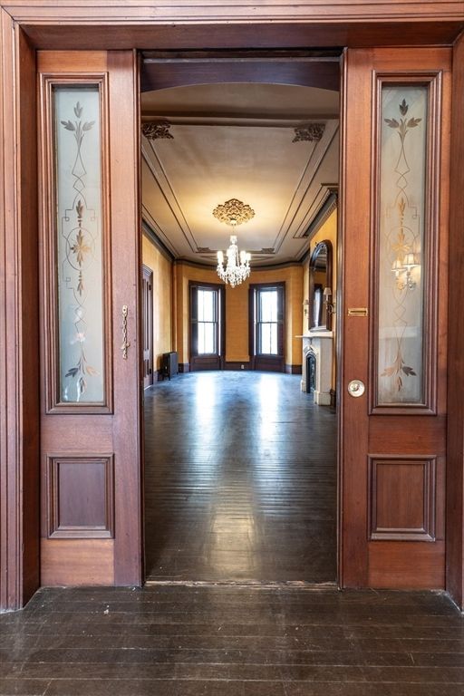 Chandelier, Interior, Wood Texture Flooring