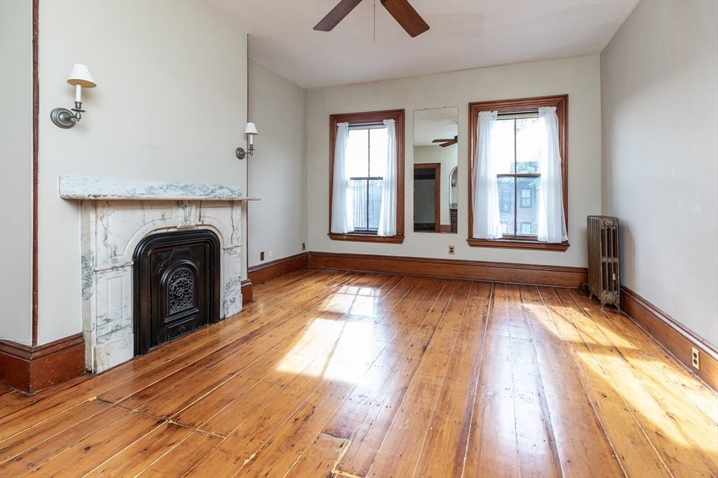 Empty room, Fireplace, Interior, Wood Texture Flooring