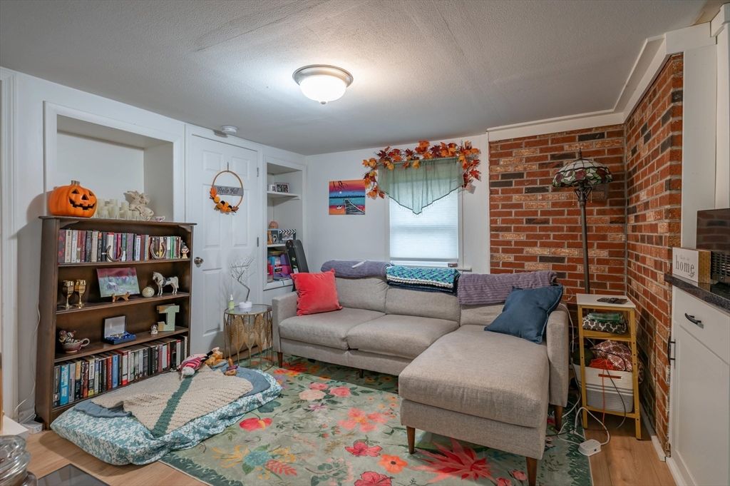 Interior, Living room, Stone Walls, Wood Texture Flooring