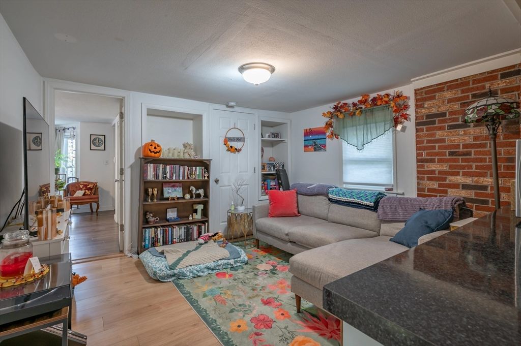 Interior, Living room, Stone Walls, Wood Texture Flooring