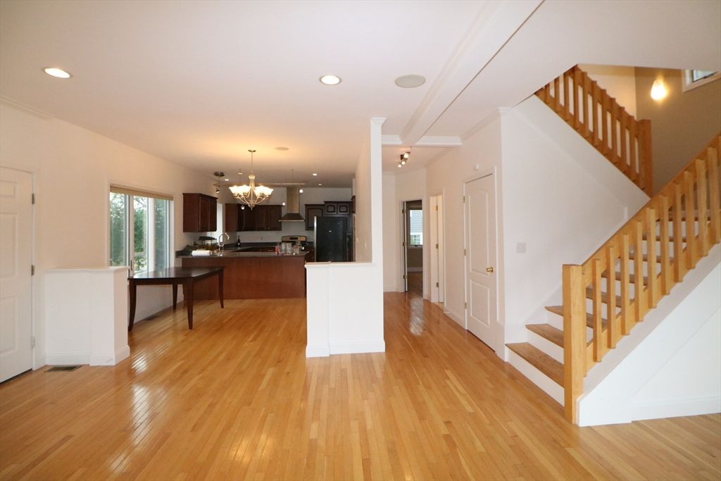 Chandelier, Interior, Kitchen, Recessed Lighting, Wood Texture Flooring