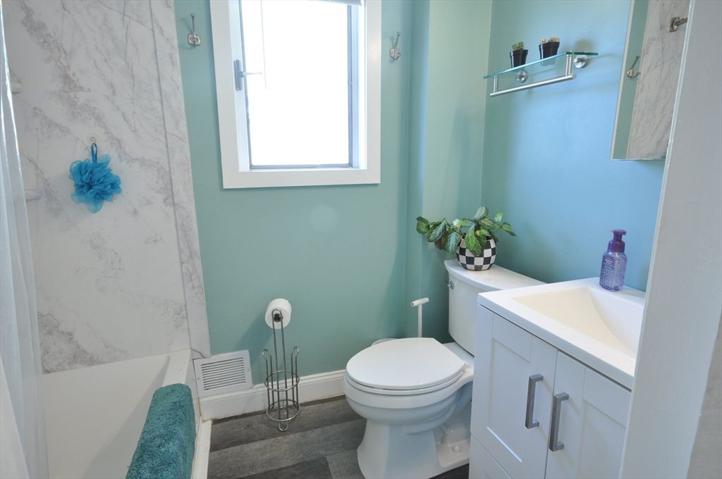 Bathroom, Interior, Marble Walls, Wood Texture Flooring