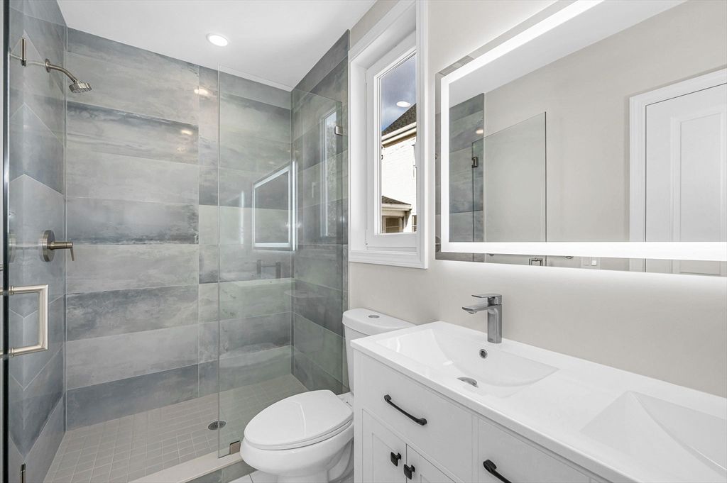 Bathroom, Glass Shower, Interior, Recessed Lighting