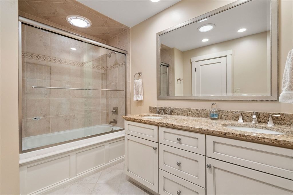 Bathroom, Dual Sink Vanities, Glass Shower, Interior, Recessed Lighting