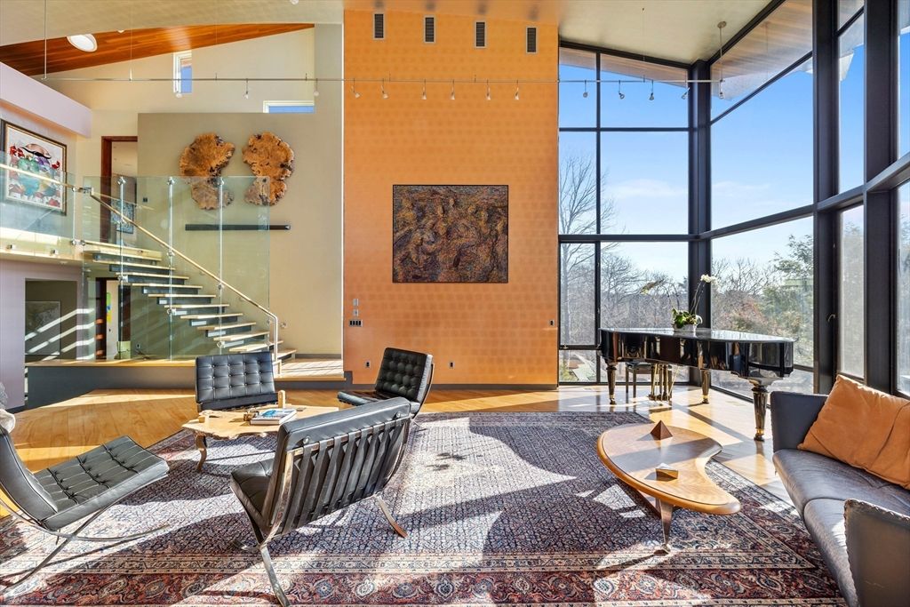 Interior, Piano, Recessed Lighting, Sun Room, Wood Texture Flooring