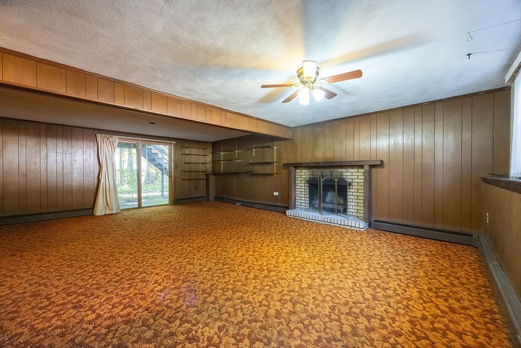 Empty room, Fireplace, Interior, Wooden Walls