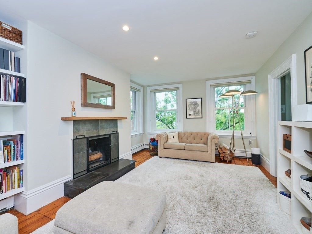 Fireplace, Interior, Recessed Lighting, Wood Texture Flooring