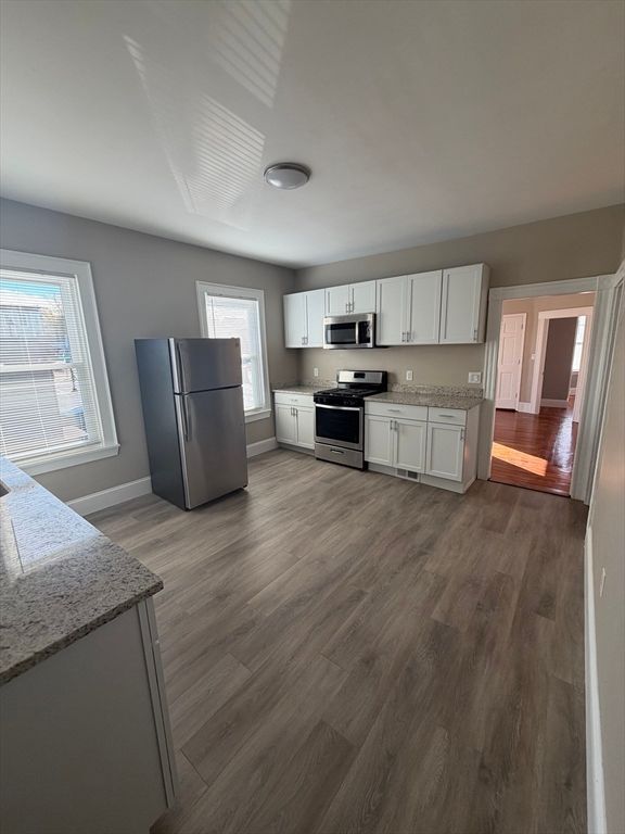 Interior, Kitchen, Stainless Steel Appliances, Wood Texture Flooring
