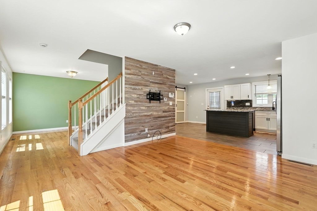 Interior, Kitchen, Recessed Lighting, Wood Texture Flooring, Wooden Walls