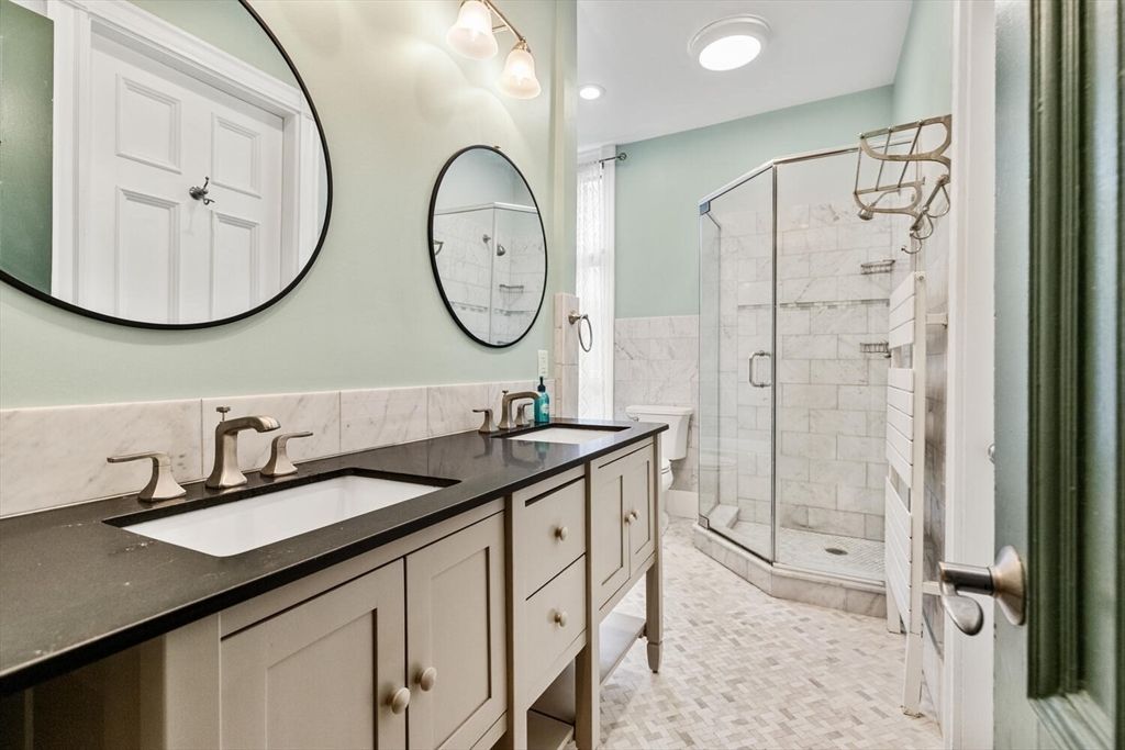 Bathroom, Dual Sink Vanities, Glass Shower, Interior, Recessed Lighting