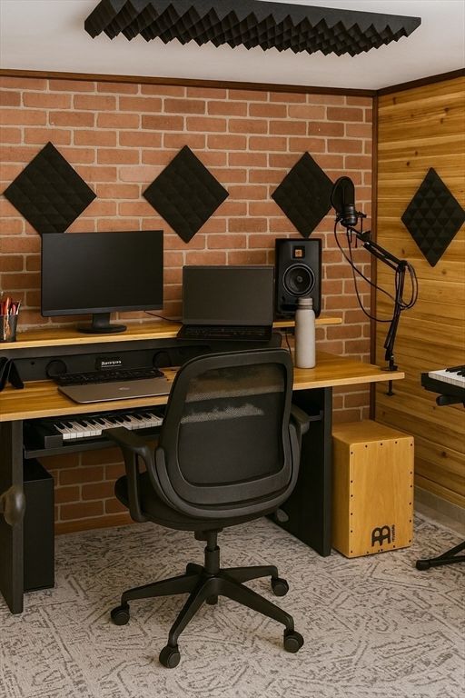 Home Office, Interior, Stone Walls, Wooden Walls