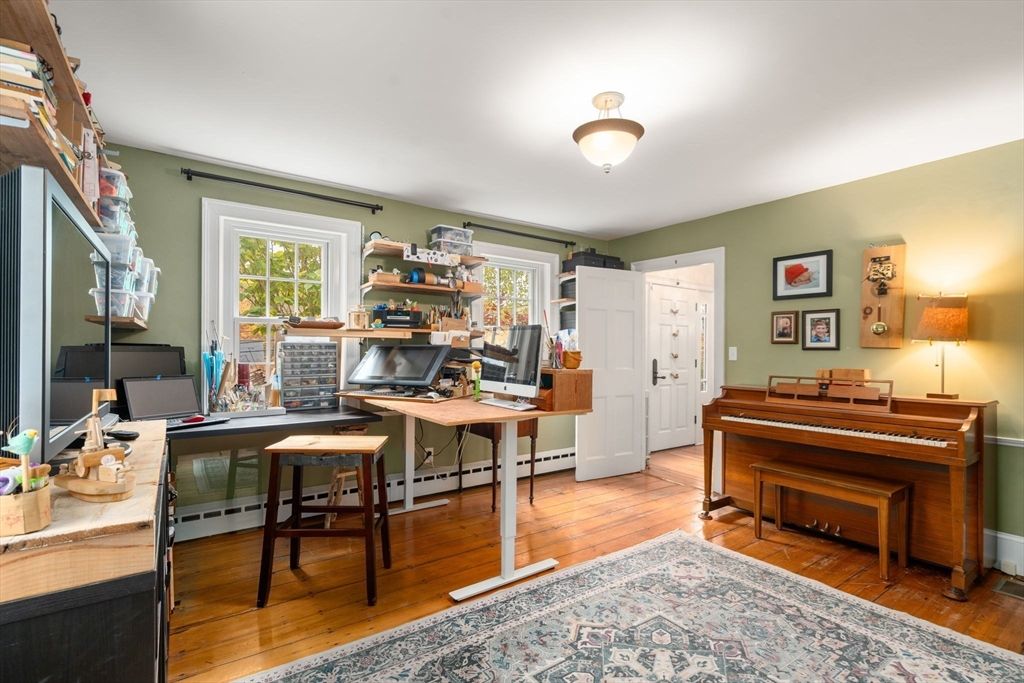 Home Office, Interior, Piano, Wood Texture Flooring