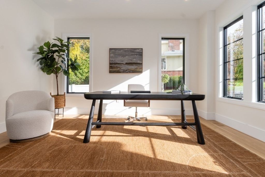 Home Office, Interior, Recessed Lighting, Wood Texture Flooring