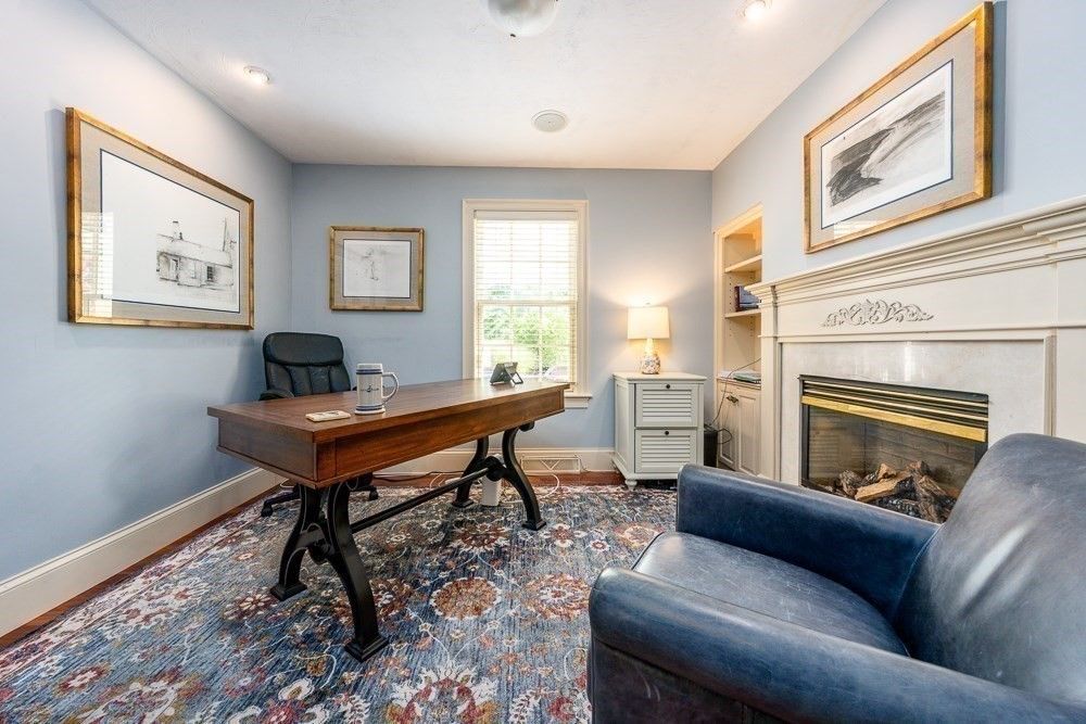 Fireplace, Home Office, Interior, Recessed Lighting