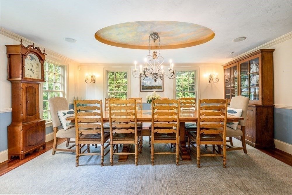 Chandelier, Dining room, Interior, Wood Texture Flooring