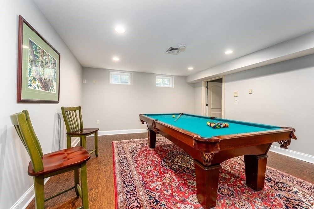 Billiard Table, Game Room, Interior, Recessed Lighting, Wood Texture Flooring