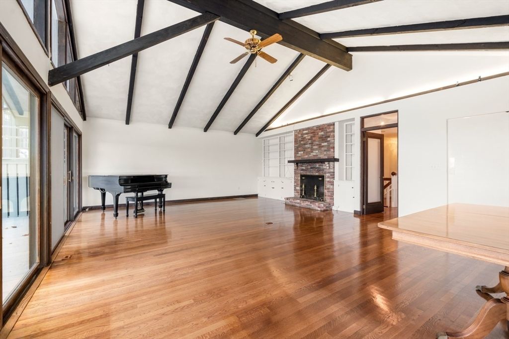 Fireplace, Interior, Piano, Wooden Beams, Wood Texture Flooring