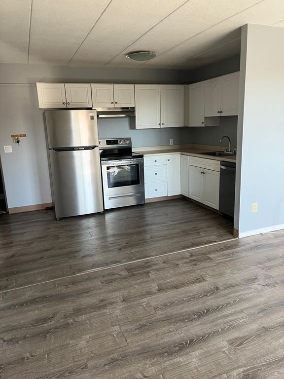 Interior, Kitchen, Stainless Steel Appliances, Wood Texture Flooring
