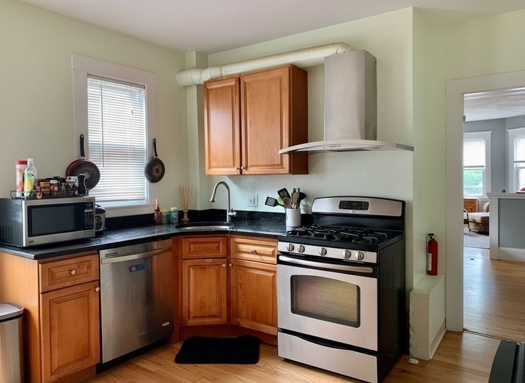 Interior, Kitchen, Stainless Steel Appliances, Wood Texture Flooring