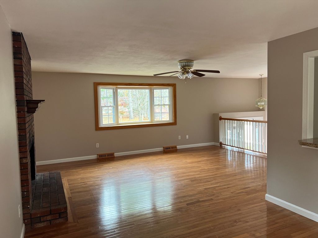 Chandelier, Empty room, Fireplace, Interior, Wood Texture Flooring