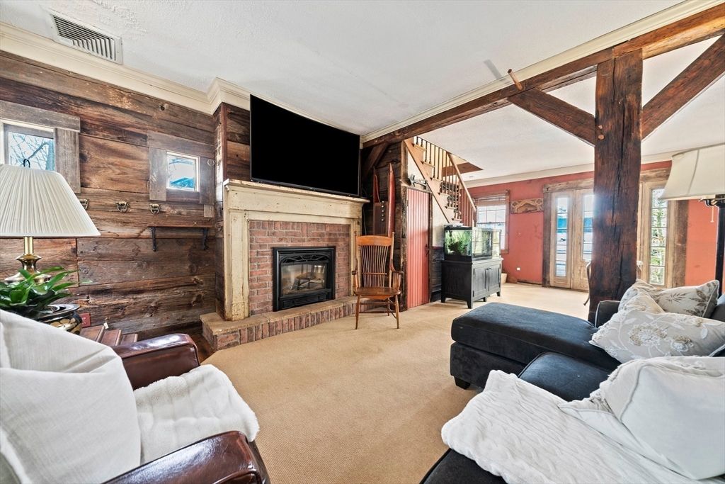 Fireplace, Interior, Living room, Wooden Walls