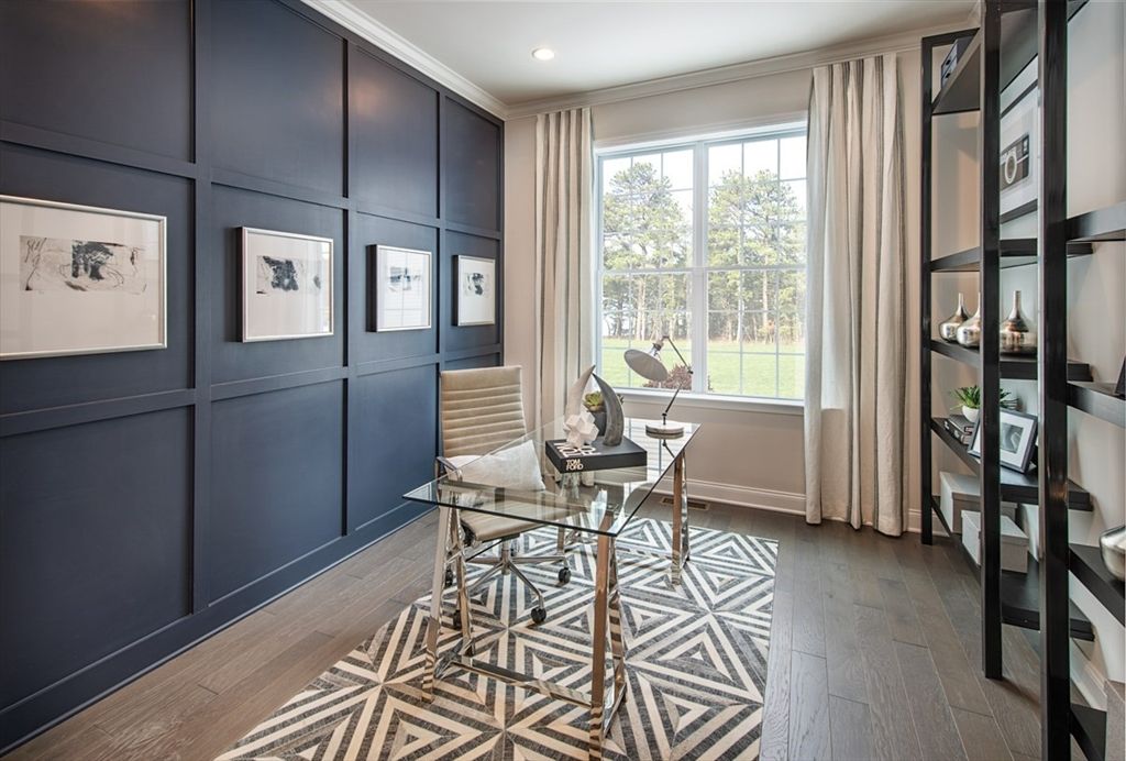 Home Office, Interior, Recessed Lighting, Wood Texture Flooring