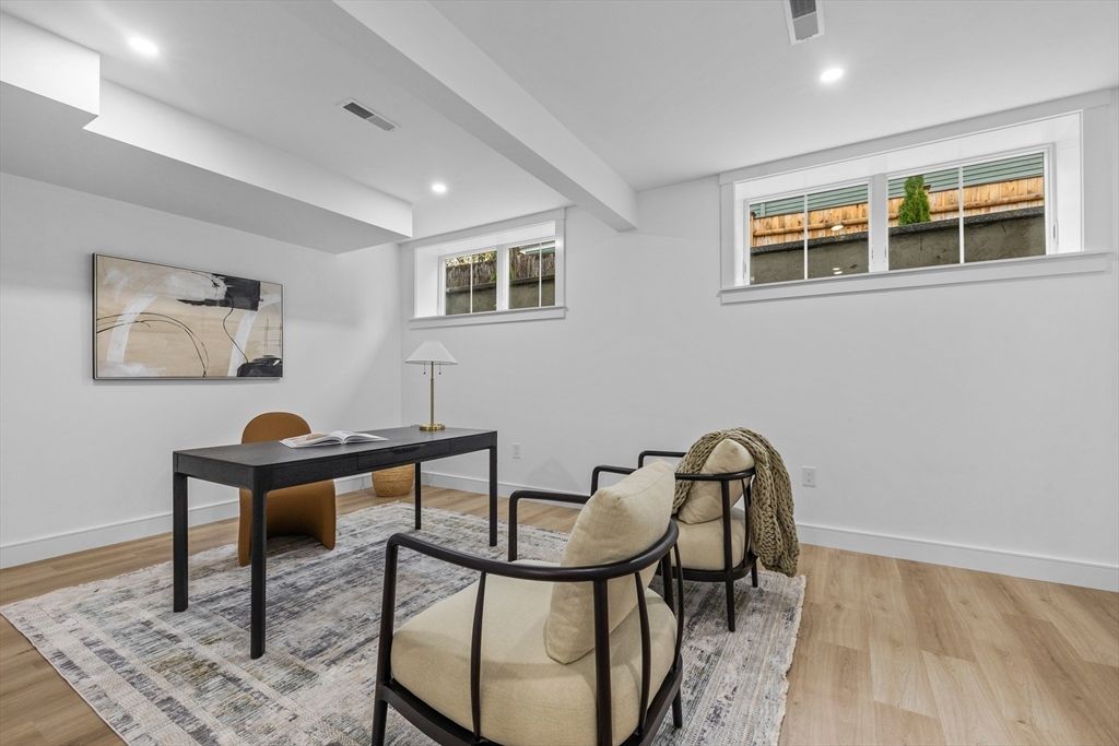 Home Office, Interior, Recessed Lighting, Wood Texture Flooring