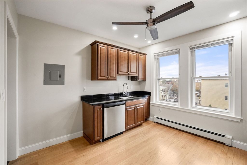 Interior, Kitchen, Recessed Lighting, Wood Texture Flooring