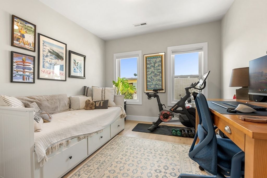 Bedroom, Fitness Equipment, Home Office, Interior, Wood Texture Flooring