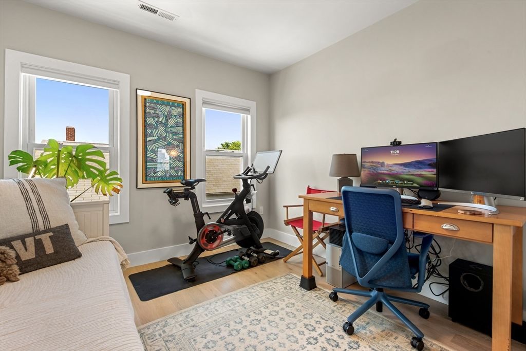 Fitness Equipment, Home Office, Interior, Wood Texture Flooring