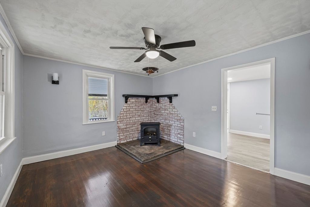 Empty room, Fireplace, Interior, Wood Texture Flooring