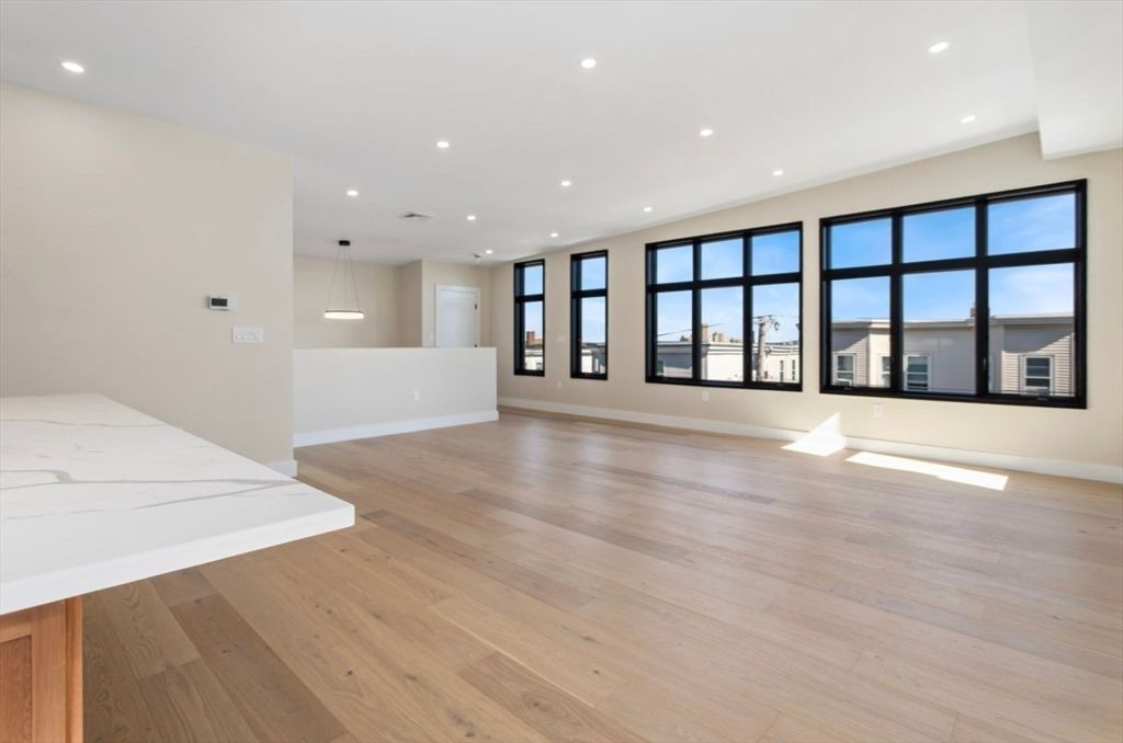 Empty room, Interior, Pendant Lights, Recessed Lighting, Wood Texture Flooring