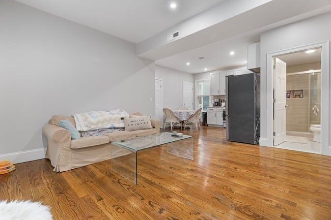 Dining room, Interior, Kitchen, Living room, Recessed Lighting, Wood Texture Flooring