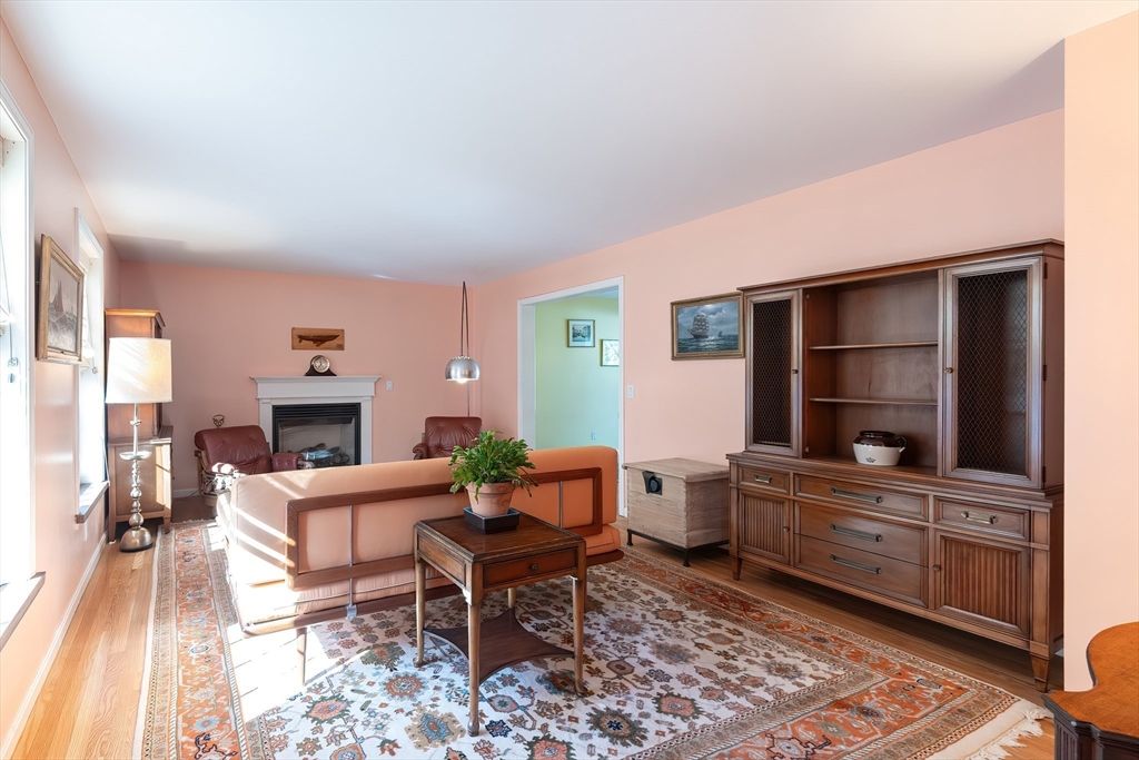 Fireplace, Interior, Living room, Pendant Lights, Wood Texture Flooring