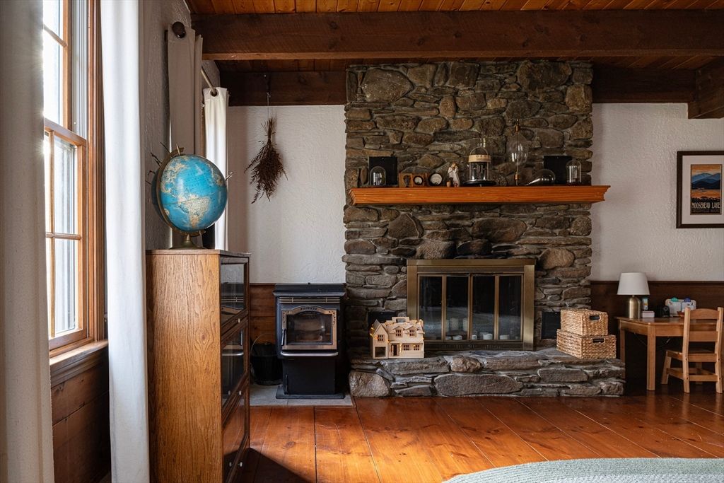 Fireplace, Interior, Stone Walls, Wooden Beams, Wooden Ceilings, Wood Texture Flooring