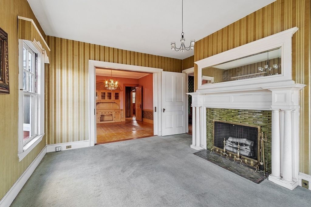 Chandelier, Fireplace, Interior, Wood Texture Flooring