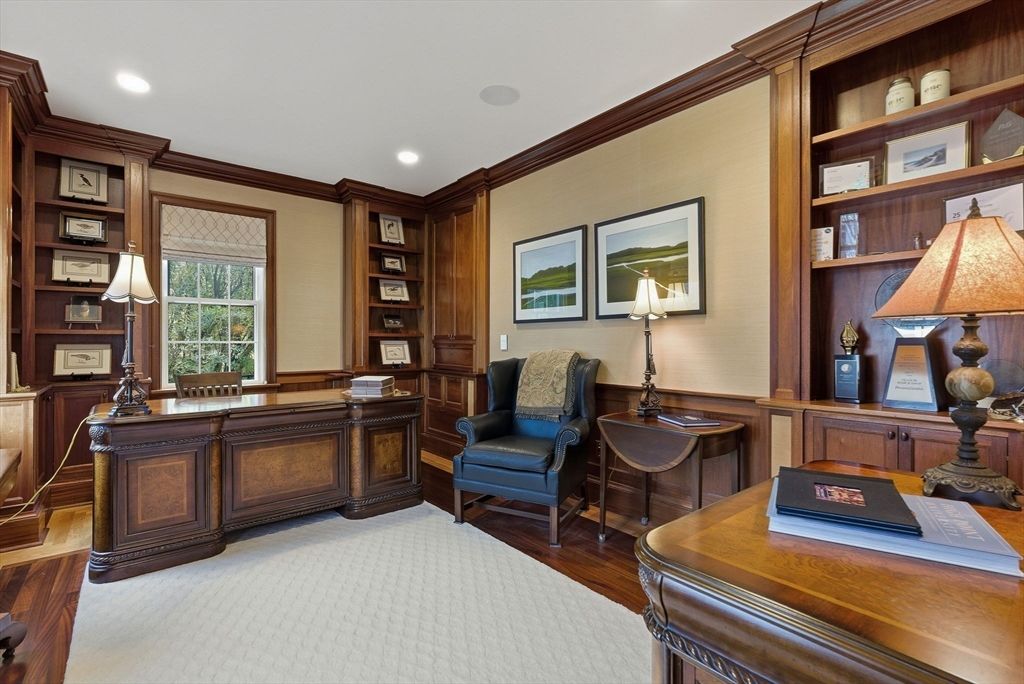 Home Office, Interior, Recessed Lighting, Wood Texture Flooring