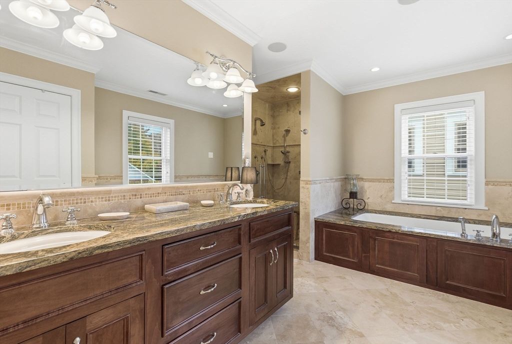 Bathroom, Dual Sink Vanities, Glass Shower, Interior, Recessed Lighting