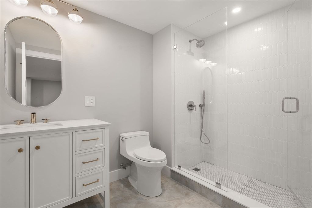 Bathroom, Glass Shower, Interior, Recessed Lighting