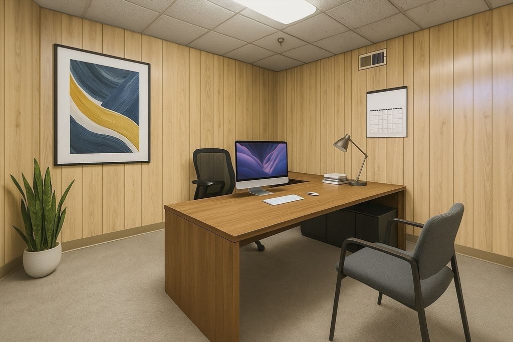 Home Office, Interior, Wooden Walls