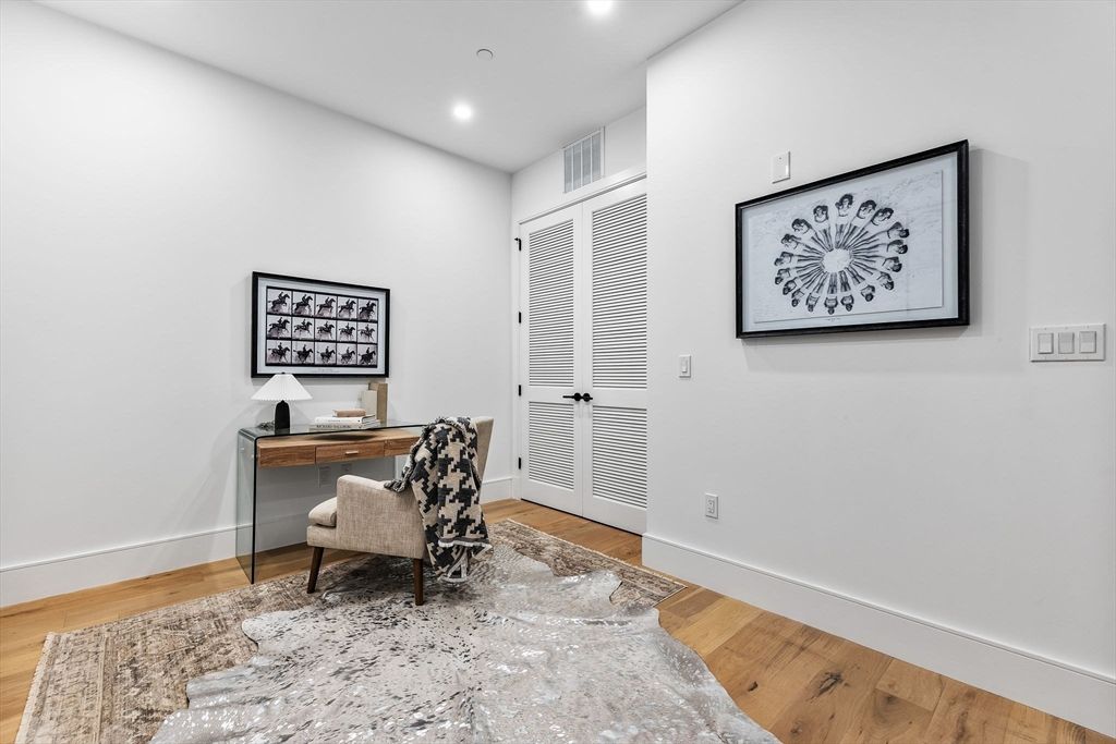 Home Office, Interior, Recessed Lighting, Wood Texture Flooring