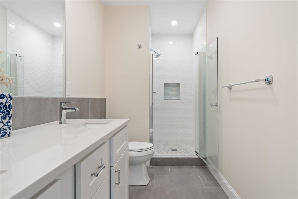 Bathroom, Glass Shower, Interior, Recessed Lighting