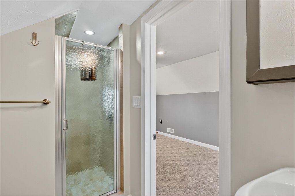 Bathroom, Glass Shower, Interior, Recessed Lighting