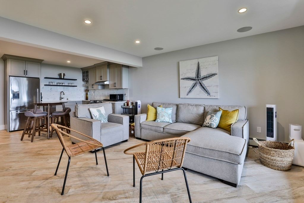 Interior, Kitchen, Living room, Recessed Lighting, Stainless Steel Appliances, Wood Texture Flooring