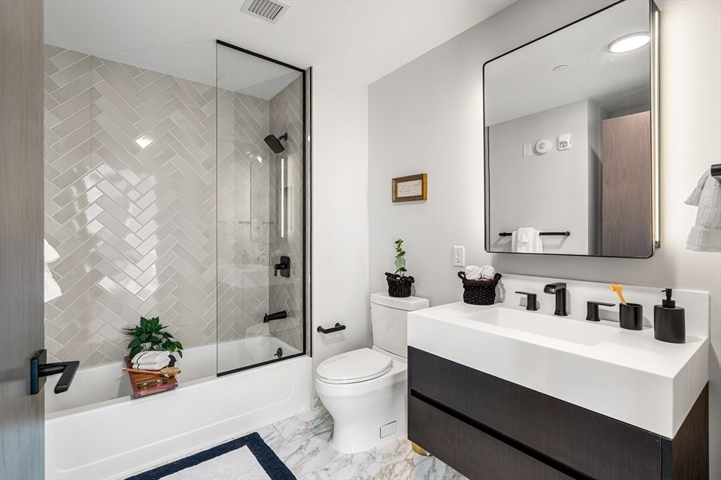 Bathroom, Glass Shower, Interior, Marble, Recessed Lighting