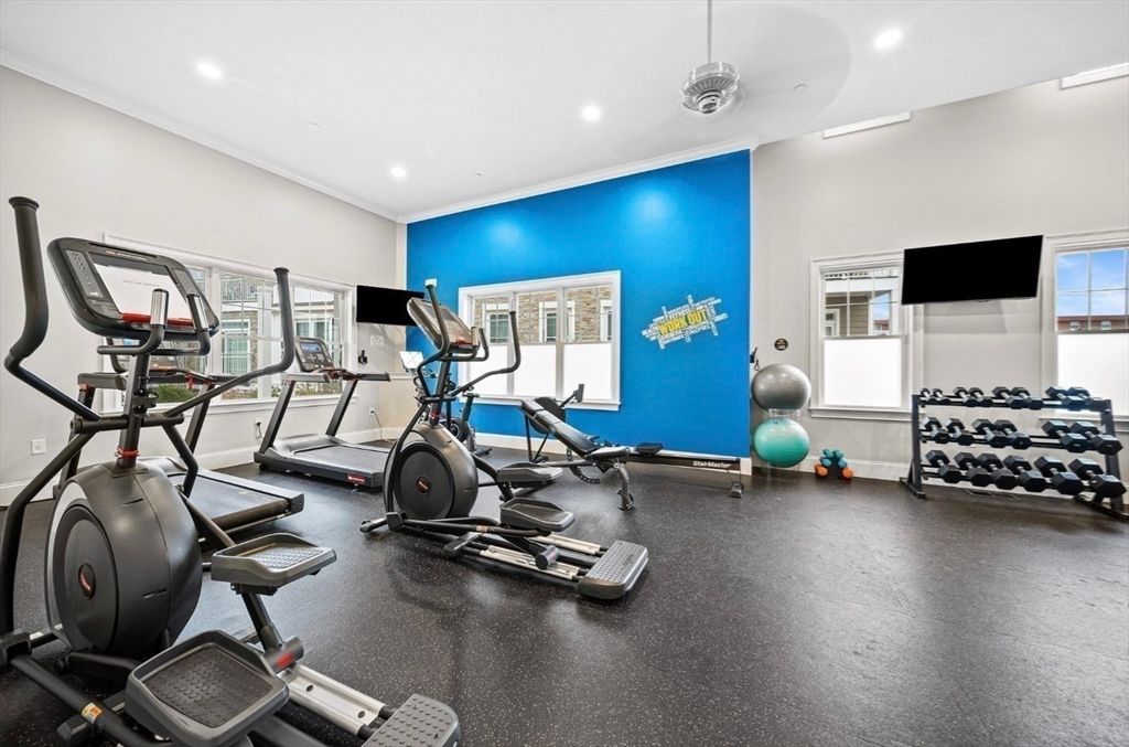 Fitness Equipment, Gym, Interior, Recessed Lighting